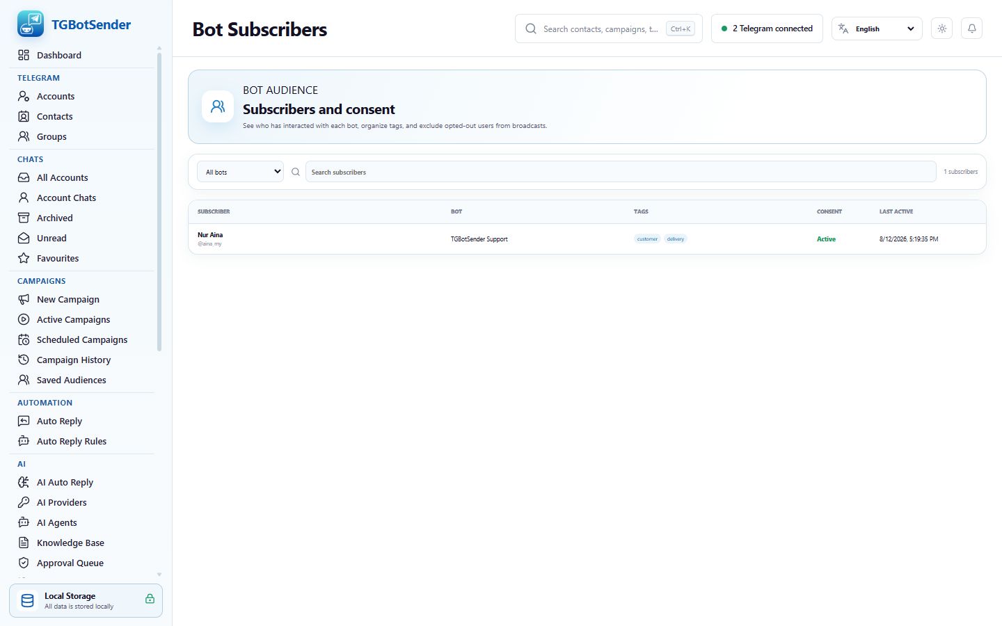 Bot subscribers