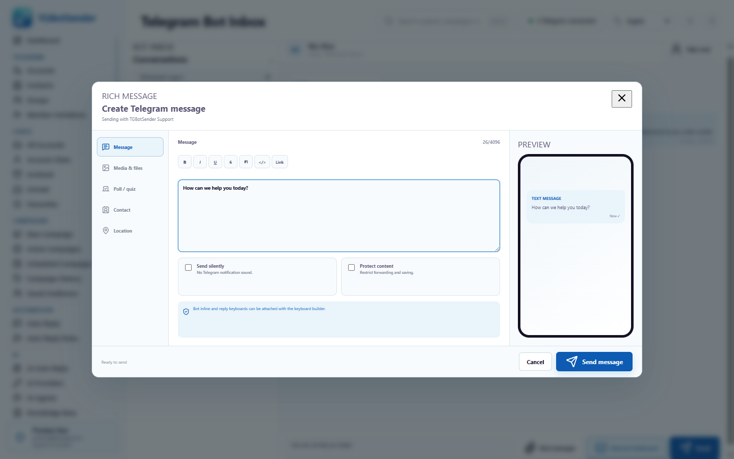 TGBotSender Rich Message Composer