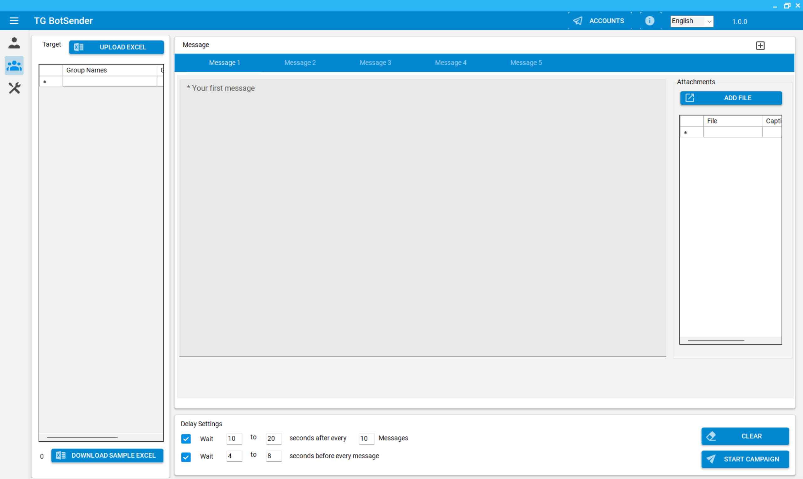 TGBotSender Dashboard Screenshot